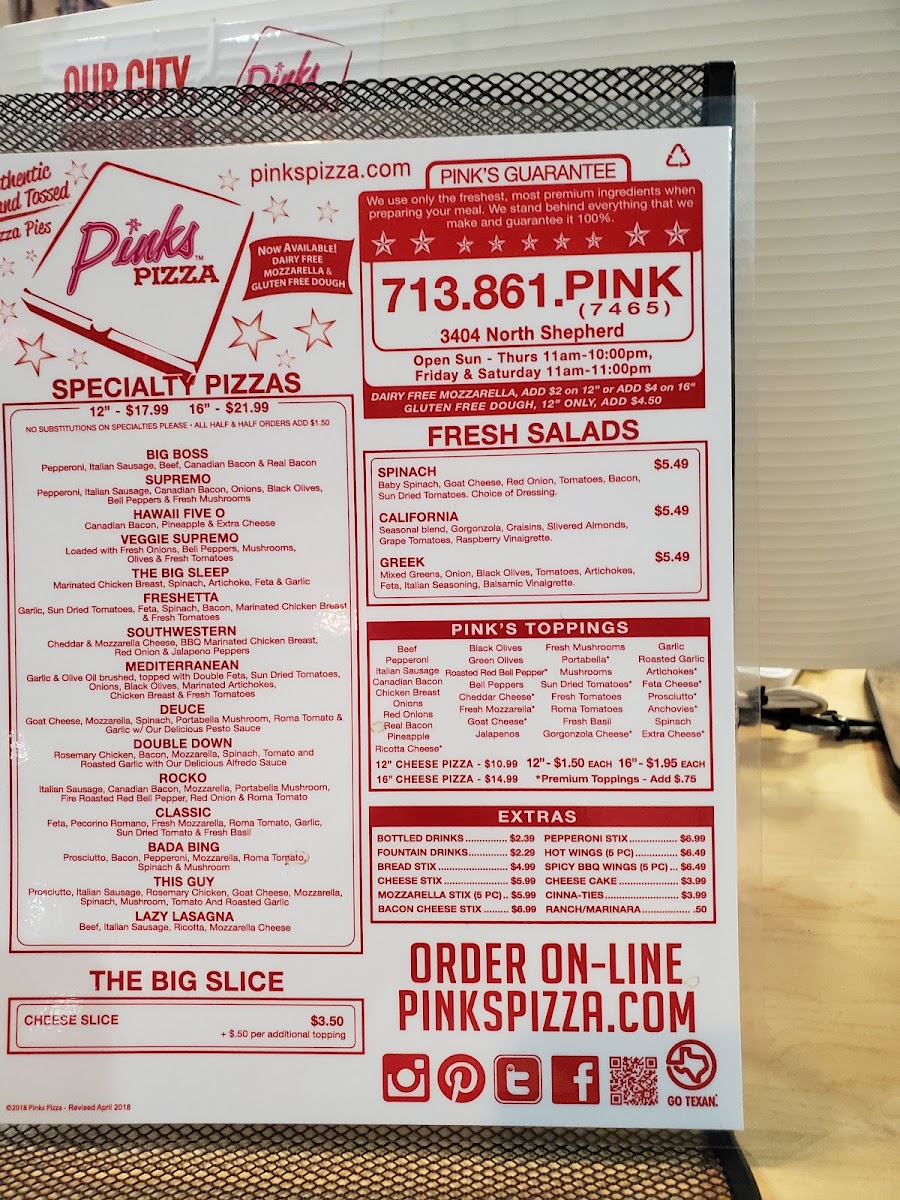 Pink's Pizza Menu - Image 6